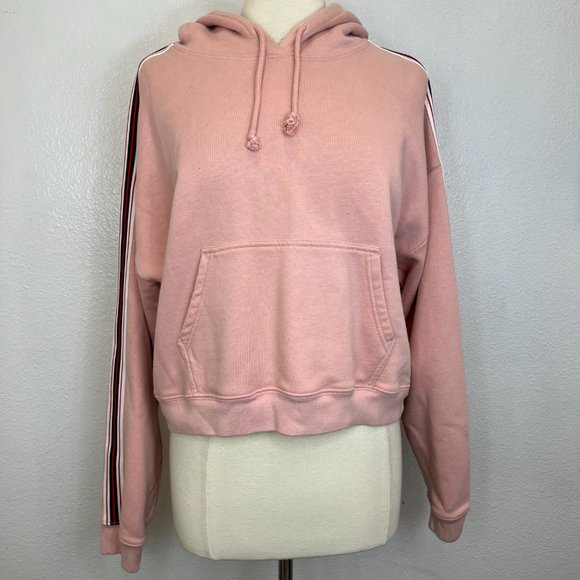 Aritzia tna Camille White Cap Pink Side Stripe Cropped Hoodie Size M - Picture 3 of 10